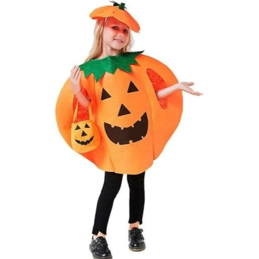 3pcs Pumpkin Costume For Kids Children Halloween Pumpkin Cosplay Party Clothes A